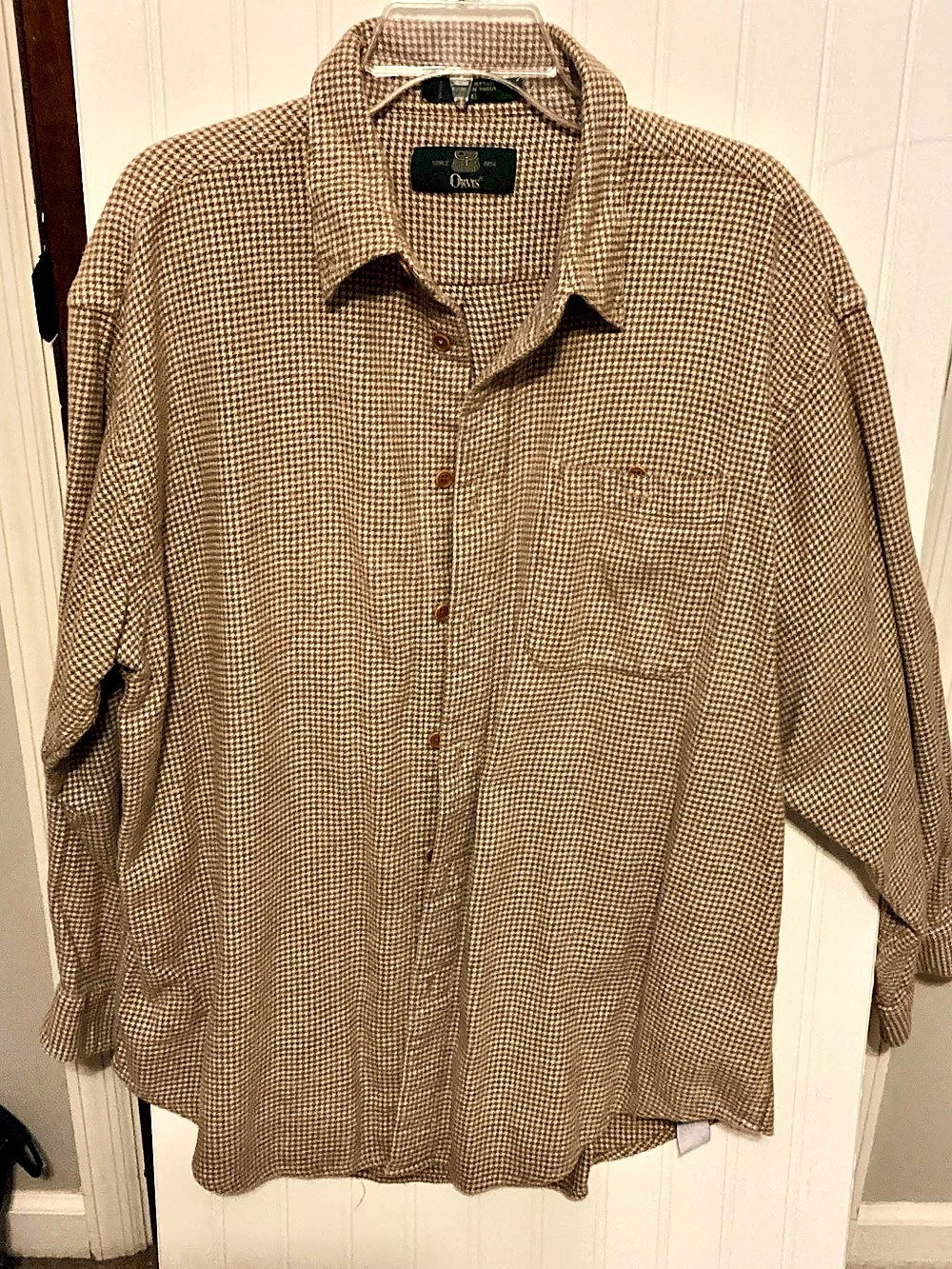 Orvis Houndstooth Cotton flannel Shirt Size XL
